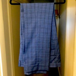 Plaid Blue Wool Marlane Dress Pants - Banana Republic